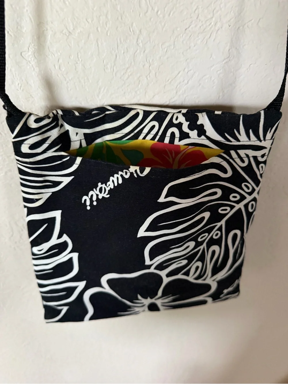 Black & White Floral Crossbody Bag